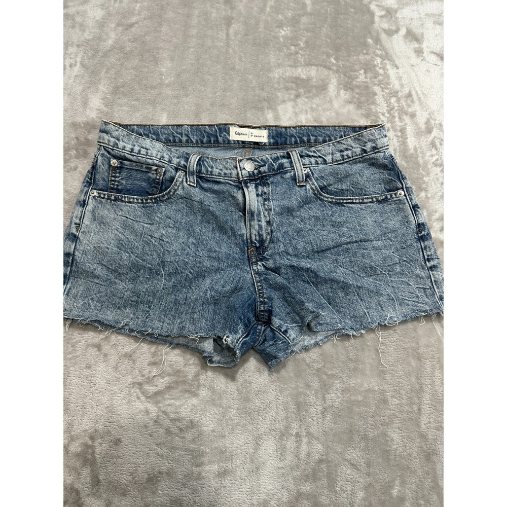 Gap Women Jean Shorts Size 31 Blue Denim 3" Inseam Regular Wash 5 Pocket EUC